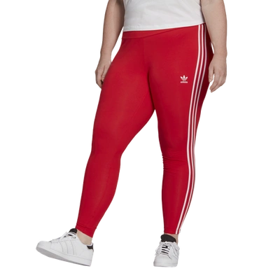 Shop Adidas Originals Womens  Adicolor Classics 3-stripes Tights (plus Size) In Red/white