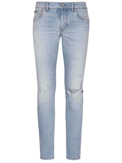 Shop Dolce & Gabbana Skinny Denim Jeans In Celeste