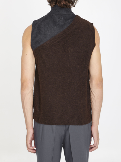 Shop Fendi Alpaca And Wool Vest In Brown