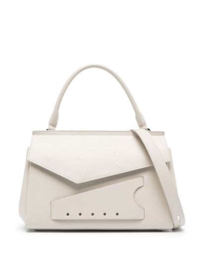 Shop Maison Margiela Neutral Small Snatched Tote Bag In White