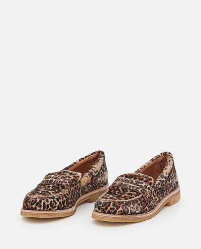 Shop Golden Goose Jerry Leopard Print Horsy Leather  Loafers In Brown