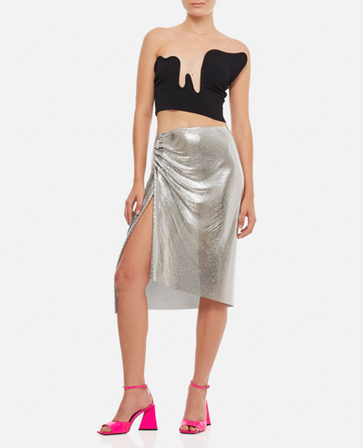 Shop Rabanne Draped Aluminum Midi Skirt In Silver