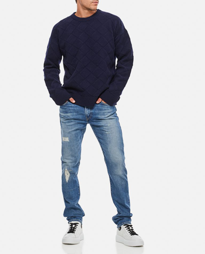 Shop Bottega Veneta 3d Knits Wool Sweater In Blue