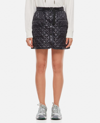 Shop Moncler Quilted Shiny Nylon Miniskirt In Black