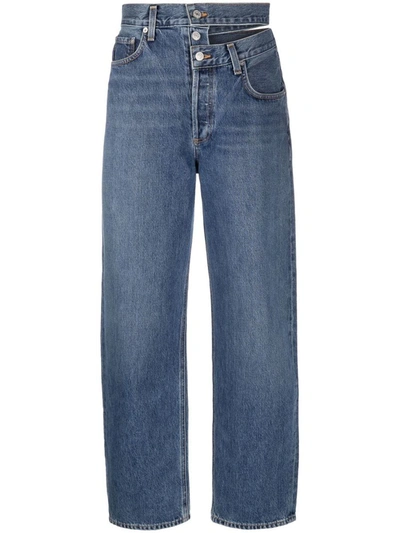 Shop Agolde Broken Waistband Jeans Clothing In Blue