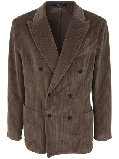 Shop Drumohr Double Breasted Blazer Clothing In Brown