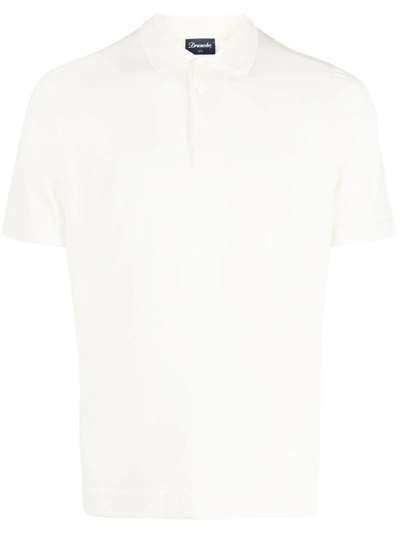 Shop Drumohr Short Sleeves Polo Shirt With Buttons Clothing In White