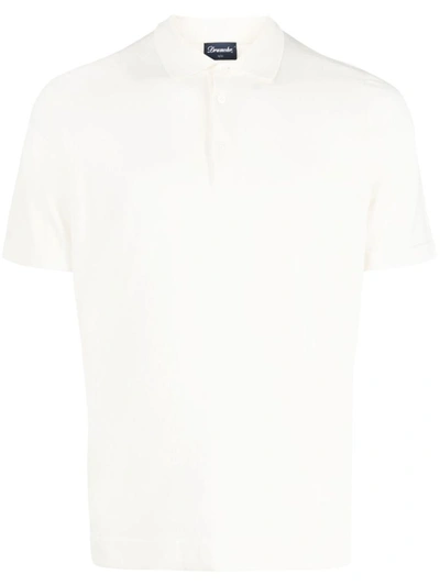 Drumohr Logo Label Jersey Polo In White