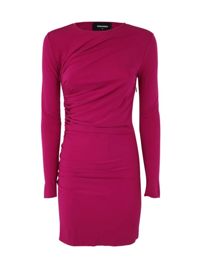 Shop Dsquared2 Shirred Mini Dress Clothing In Pink &amp; Purple