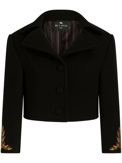 Shop Etro Jacket With Embroidery In Black