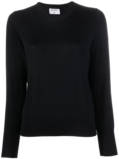 Filippa K Merino Round Neck Sweater In Black