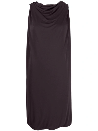 Shop Lanvin Knee Scarf Dress Twisted Back Clothing In Brown