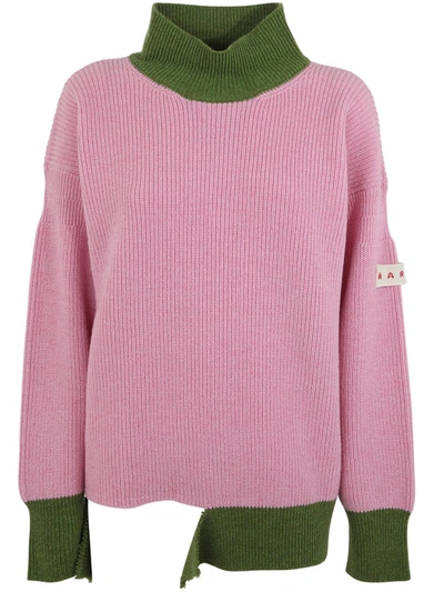 Shop Marni Crew Neck Long Sleeves Loose Fit Sweater Clothing In Pink &amp; Purple