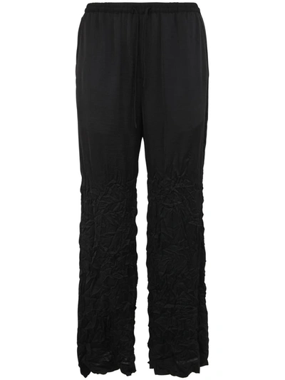 Mm6 Maison Margiela Cracked-texture Drawstring Track Pants In Black