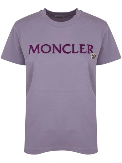 Shop Moncler Short Sleeves T-shirt Clothing In Pink &amp; Purple