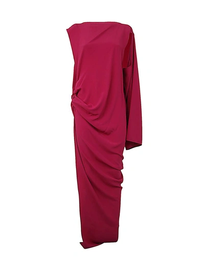 Shop Rick Owens Asymmetric Long Gown Clothing In Pink &amp; Purple