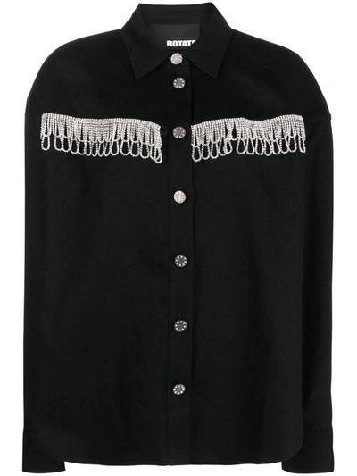 Shop Rotate Birger Christensen Rotate Twill Oversized Shirt Clothing In Black