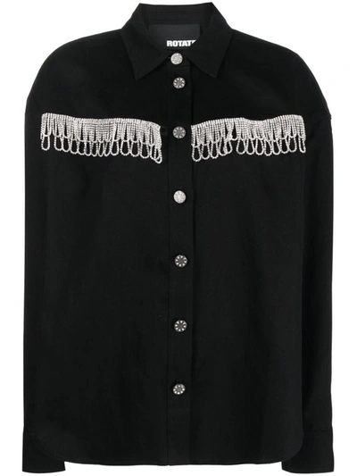 Rotate Birger Christensen Rotate Birgerchristensen Twill Oversized Shirt In Black