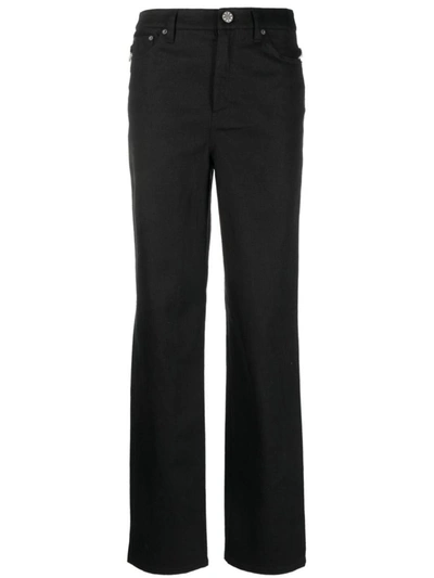 Rotate Birger Christensen Rotate Straight Jeans With Cristal Fringes In Black