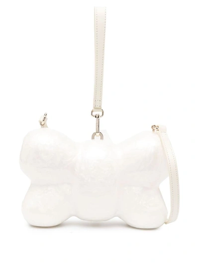 Shop Simone Rocha Bow Bag With Leather Crossbody & Leather Wristel Bags In White