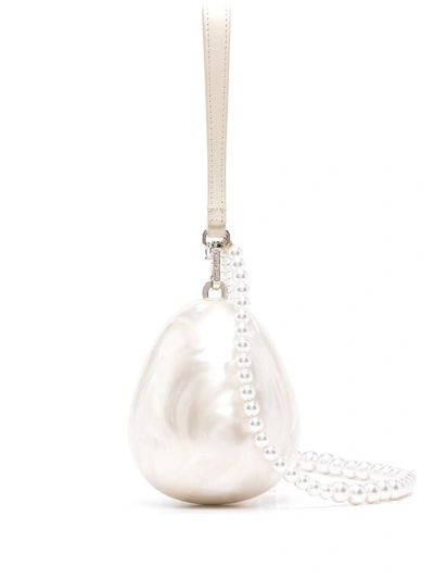 Shop Simone Rocha Micro Egg Bag With Pearl Crossbody Bags In White