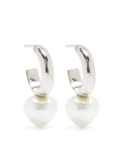 Shop Simone Rocha Mini Heart Hoop Earring Accessories In White