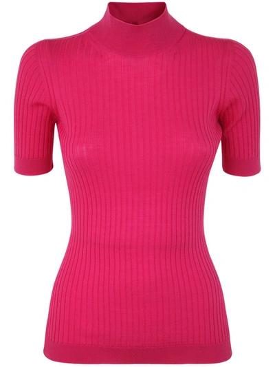 Shop Versace Knit Sweater Seamless Essential Series Clothing In Pink &amp; Purple