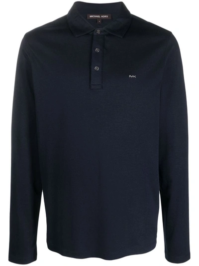 Shop Michael Kors Long Sleeves Sleek Mk Polo Clothing In Blue