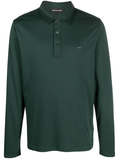 Shop Michael Kors Long Sleeves Sleek Mk Polo Clothing In Green