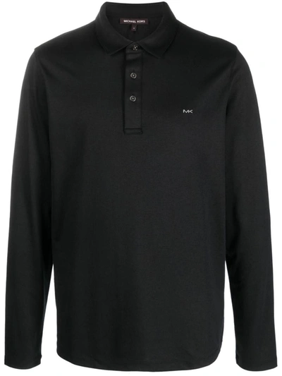 Shop Michael Kors Long Sleeves Sleek Mk Polo Clothing In Black