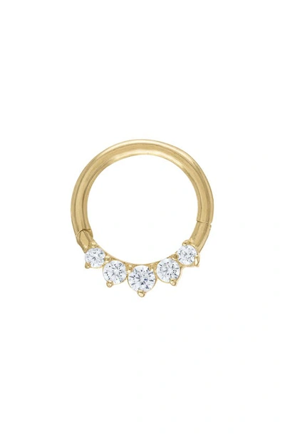 Shop Raquelina Jewels 10k Gold Cz Nose Ring In Yellow Gold