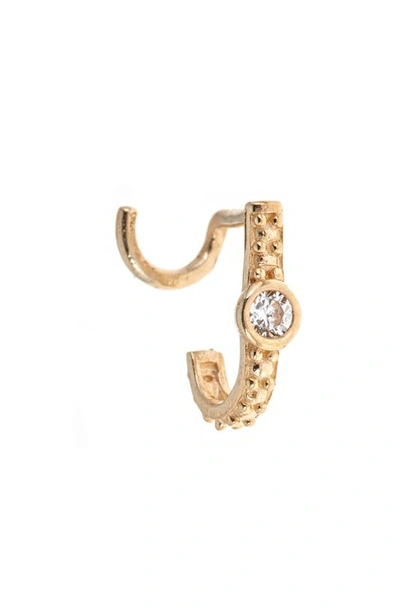 Shop Raquelina Jewels 10k Gold Cz J-huggie Nose Ring In Yellow Gold