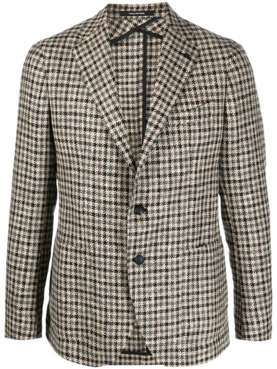Shop Tagliatore Houndstooth Jacket Clothing In Green