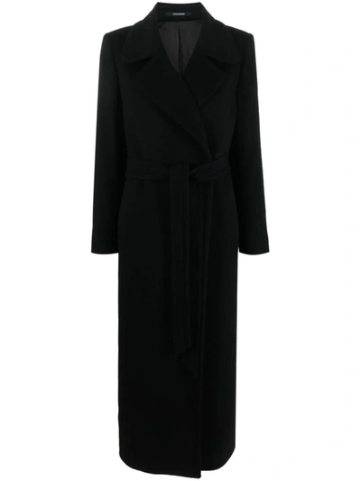 Shop Tagliatore Melody Extra Long Coat With Belt Clothing In Black