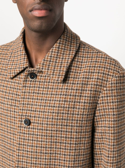 Shop Barena Venezia Houndstooth Button-up Shirt Jacket In Brown