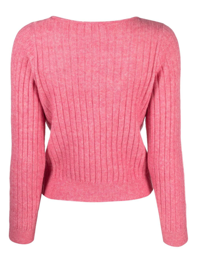 Shop Baum Und Pferdgarten Ribbed-knit Knot-detail Sweatshirt In Pink
