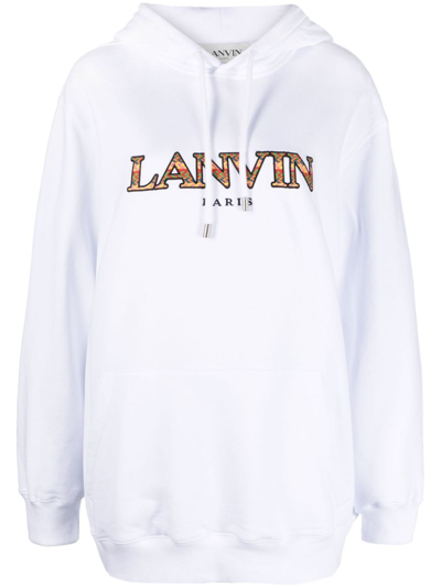 Shop Lanvin Logo-embroidered Hoodie In White