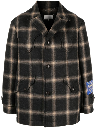 Shop Maison Margiela X Pendleton Checked Wool Coat In Brown