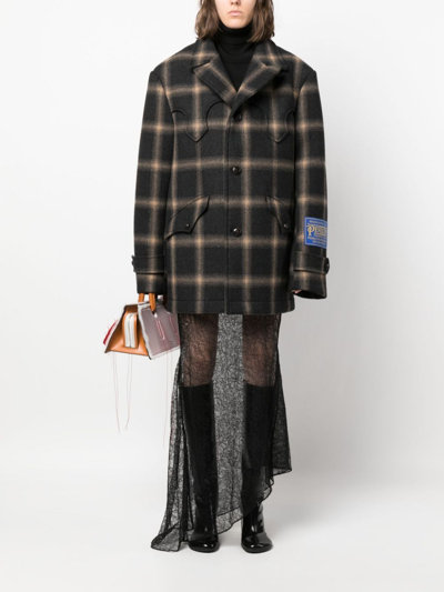 Maison Margiela Pendleton Check-print Wool Coat In Brown