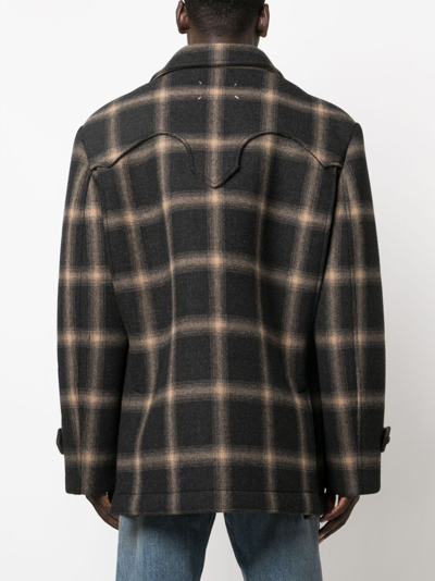 Maison Margiela Pendleton Check-print Wool Coat In Brown