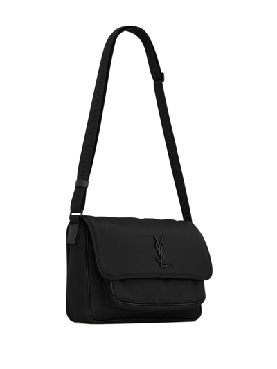 Shop Saint Laurent Niki Ysl-plaque Camera Bag In Black