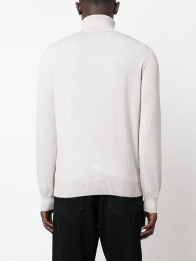 Shop Fay Roll-neck Wool Jumper In Neutrals