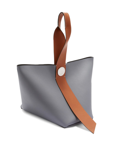 Shop Jil Sander Medium Twisted Leather Shoulder Bag In Grey
