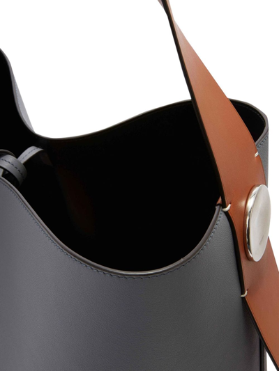 Shop Jil Sander Medium Twisted Leather Shoulder Bag In Grey