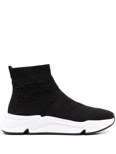 Shop Ash Miss Flower Knitted High-top Sneakers In Black