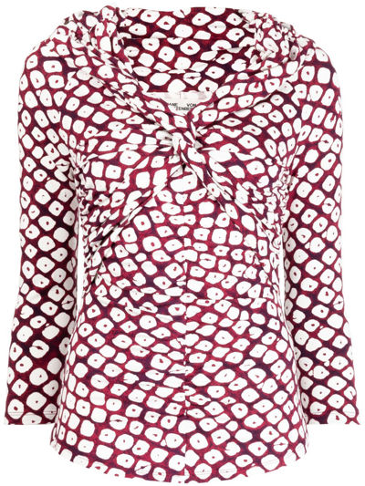 Shop Diane Von Furstenberg Greg Dot-print Twist-detail Blouse In Purple