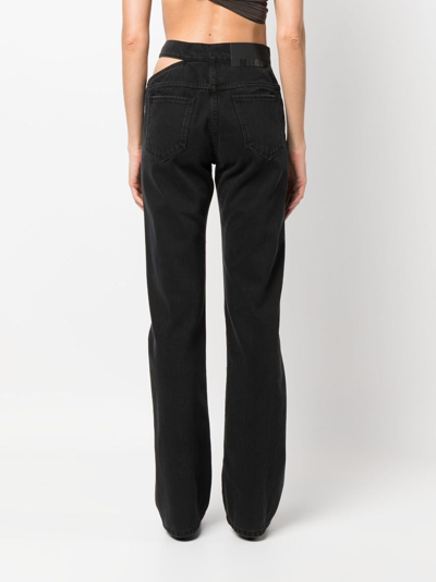 Shop Msgm High-waisted Cut-out Jeans In Black