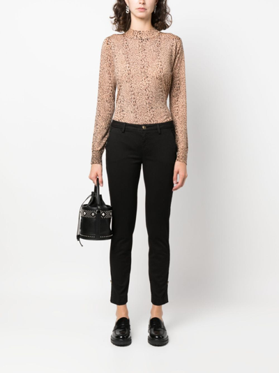 Shop Twinset Leopard-print Fine-knit Jumper In Brown