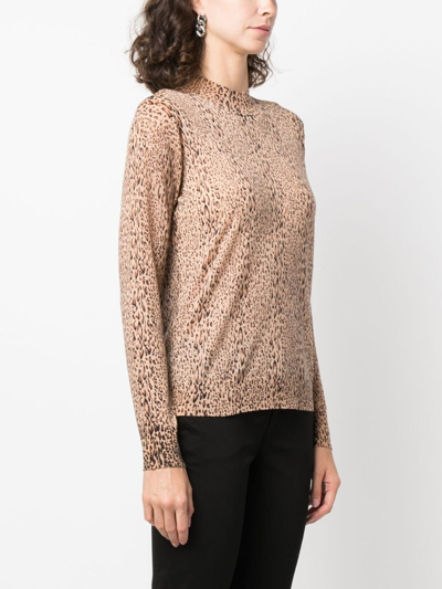 Shop Twinset Leopard-print Fine-knit Jumper In Brown