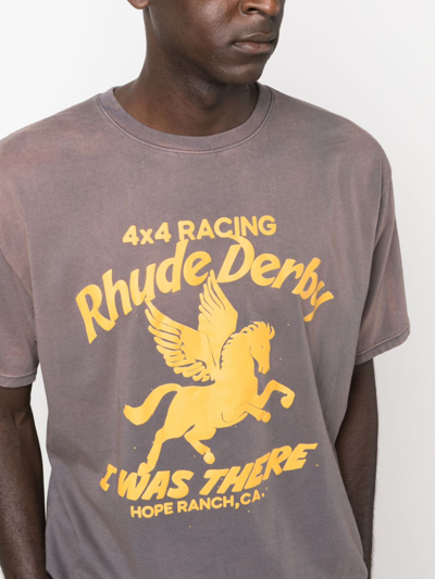 Shop Rhude Derby Logo-print T-shirt In Grey